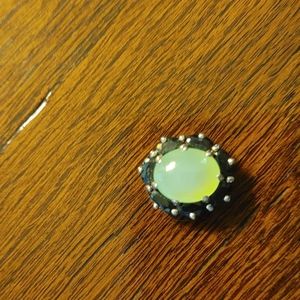 Sterling silver pendant, chalcedony & blue sapphires